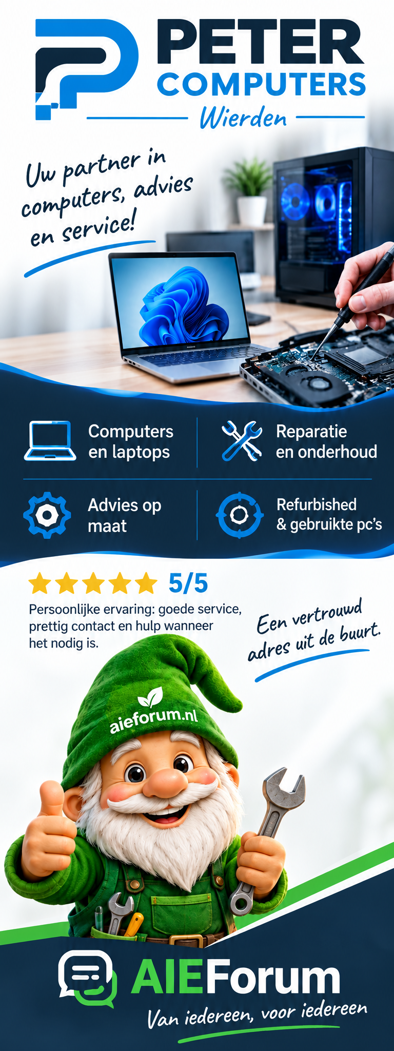 Peters Computers in Wierden. Computers en laptops, reparatie en onderhoud, advies op maat en refurbished computers.